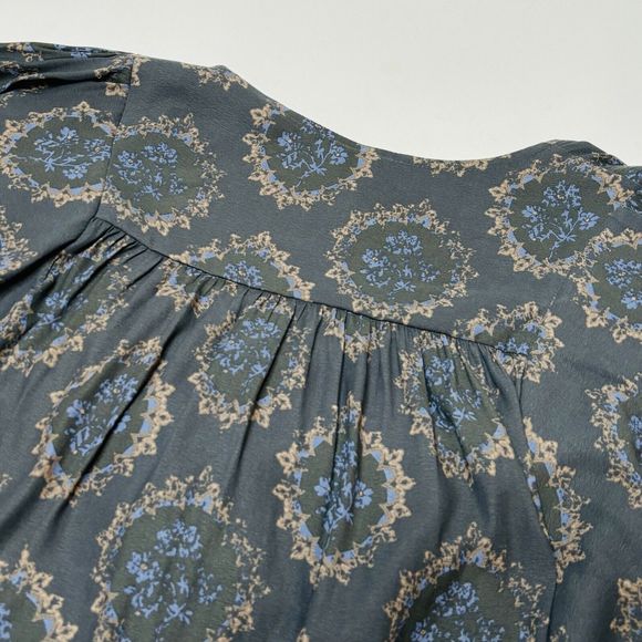 Free People Cowling Around Top SMALL Ballon Sleeve Floral Oversized Drape Boho - Picture 9 of 14